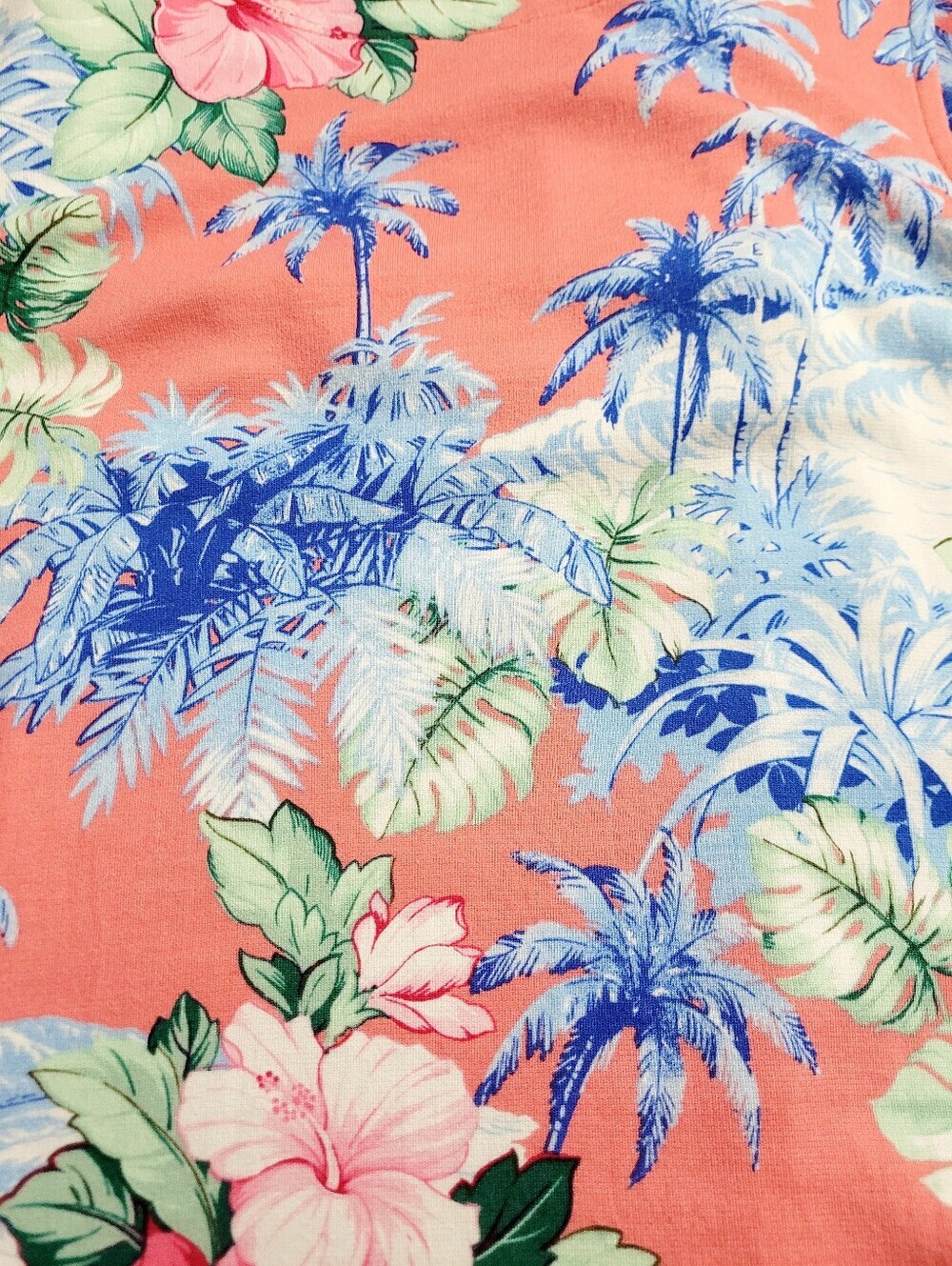 Tommy Bahama Tropical Palm Hibiscus Dress Medium Coral Sleeveless Resort Coastal - Picture 8 of 12